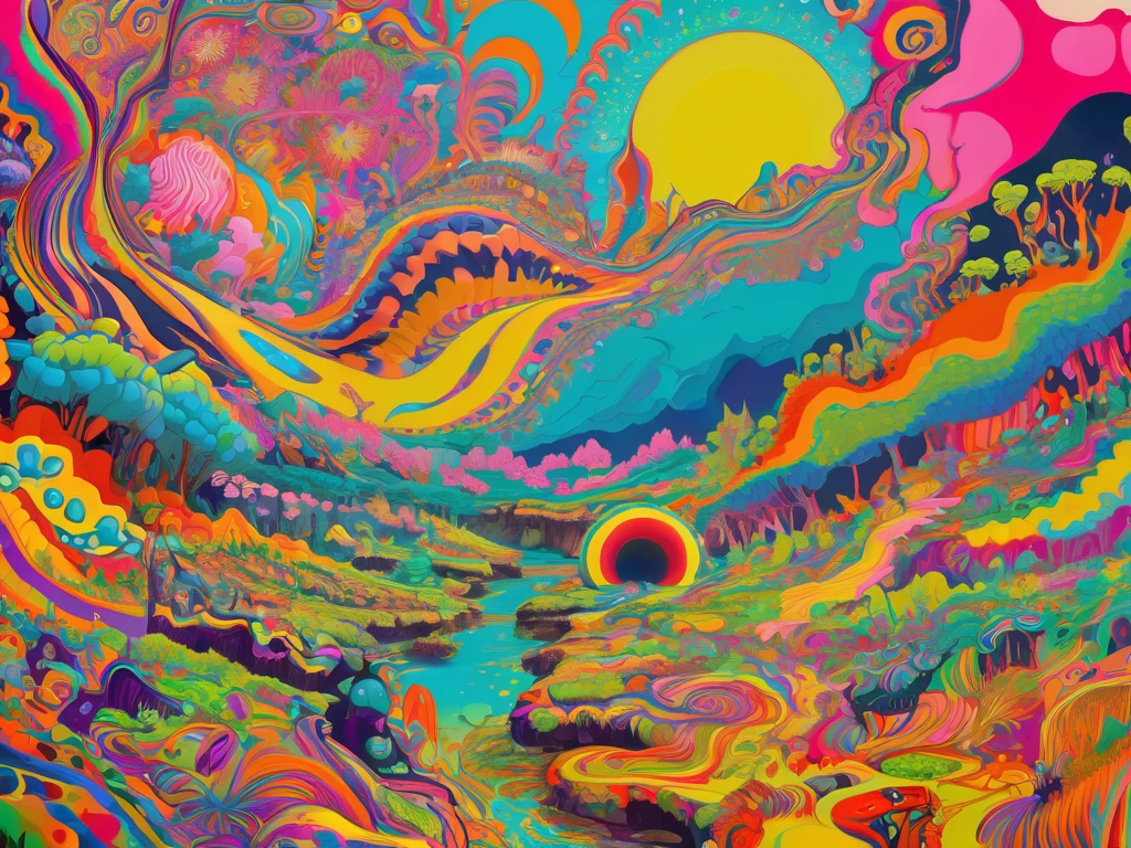 Psychedelic Abstract Art, Startle, Melting, Vibrant colors, Pop art paintings inspired by Michael DeForge, And Mumford, tumbler, Psychedelic Art, Psychedelic Illustration, Psychedelic Acid Trip, Psychedelic journey, retro Psychedelic Illustration, Psychedelic Art style, Psychedelic Style, Surreal Psychedelic Design, LSD Trip, Psychedelic Fever Dream, Psychedelic LSD, Shamanistic horror LSD art, Psychotropic psychedelic