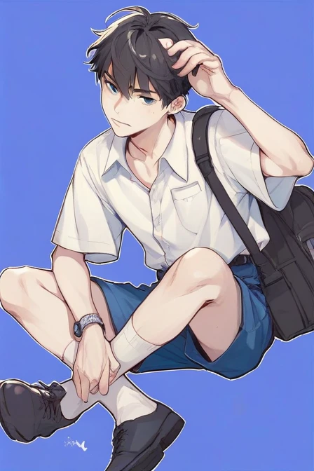 Boy sit undress