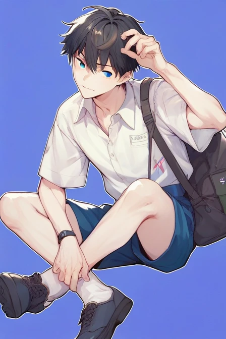 Boy sit undress