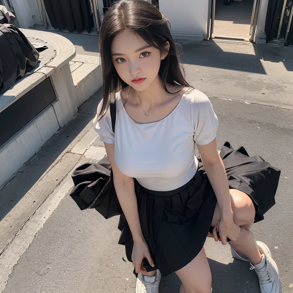 (hair curled on both sides), (center shoes shot), ((full-body standing image)), (cover knee), twinsies、The ultra-detailliert, (white bra), (white strapless shirt), (cotton spaghetti-strap top), (cotton spaghetti-strap top), (cotton spaghetti-strap top), (long skirt), (A hem full flared skirt), (Hem full flared dress), (a girl pretty girl with perfect figure), (a photo of the night sky), (32K,1 20-year-old girl, The light from the rear room is backlit, Ray traching), , (white sneakers), (a pair of white leather boots, highly detailed boots), (full body), (hair black), (two-parted hair), (very thick hair), (Slender chest), (short upper chest), (pectoral muscles are large), (upper breasts are firm and round), (stand upright), (two shoe ends), (two shoe toes) ,(put on blush), (apply powder), (makeup), (standing), (asian girl princess), (thick thighs), (large calves), (Black non-reflective fabric for making skirt), (dark skirt), (large knees), (one-piece dress), (seamless dress), (long shins) , (big shins), (A hem full flared skirt), (Hem full flared dress), (A hem full flared skirt), (A hem full flared skirt), (A hem full flared skirt), (A hem full flared skirt), (A hem full flared skirt), (A hem full flared skirt), (A hem full flared skirt), (thighs meets knee), (black skirt), (black skirt), (black skirt), (black skirt), (thigh gap), (white shoes), (thigh gap), (white shoes), (thigh gap), (white shoes), (Expose cleavage), (white shoes), (white shoes), (white shoes), (white shoes), (white shoes), (white shoes), (white shoes), (white shoes), (white shoes), (white shoes), (Super fine face and eyes), (Highly detailed face and skin texture, Detailed eyes, Double eyelid), (stading shot), (stading shot), (Hem full flared dress), (fashion :1.5), (wide flare skirt), (full circle skirt), (low camera shot), (long bottom shot), (black midi skirt), (black midi skirt), (black midi skirt), (black midi skirt), (black midi skirt), (black midi skirt)
