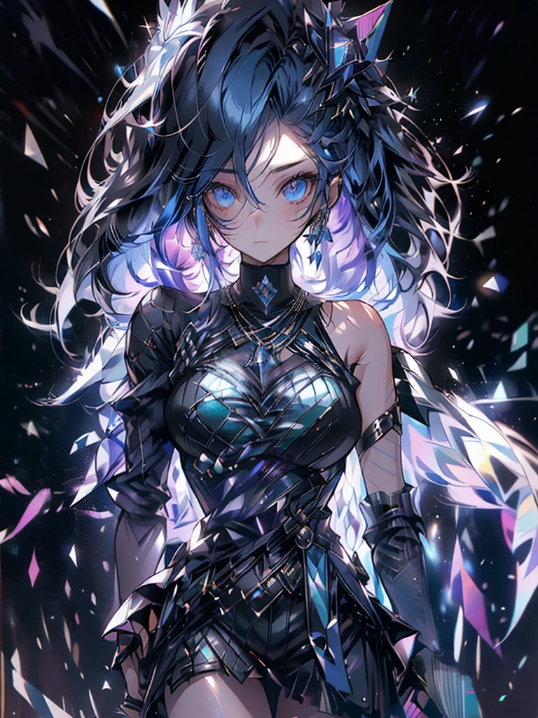 25-year-old girl、wearing a black elegant hat、Rune background、black magician、Wearing a black robe、mesmerize、cute woman、Elegant hairstyle、indigo hair color、Slightly shorter hair、blue eyes、look at the viewer、masterpiece、Best image、