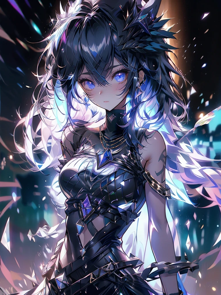 25-year-old girl、wearing a black elegant hat、Rune background、black magician、Wearing a black robe、mesmerize、cute woman、Elegant hairstyle、indigo hair color、Slightly shorter hair、blue eyes、look at the viewer、masterpiece、Best image、