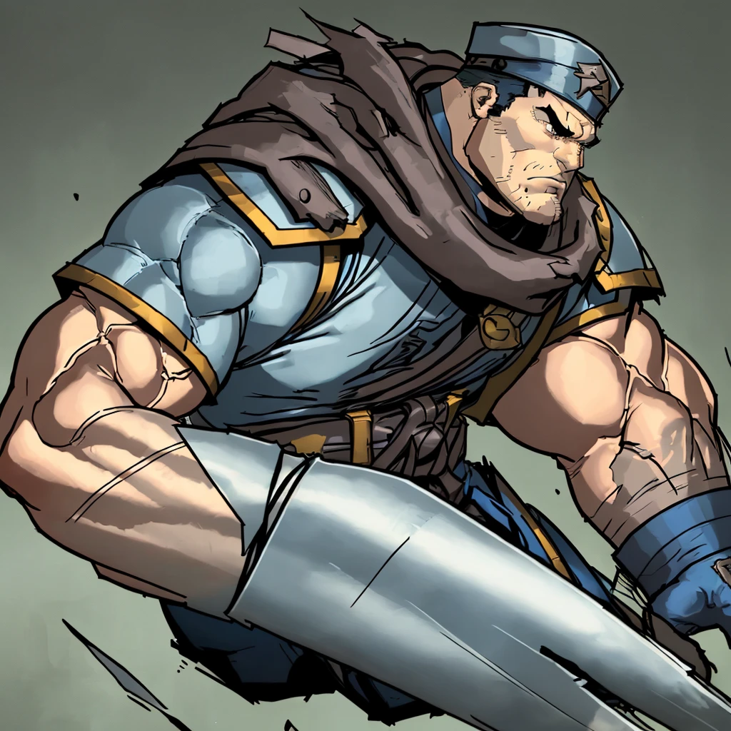 Full-body 3D male model, wearing a full-body hero suit and cape with a pro baseball uniform pattern, very short hair, crew cut, cool dandy-type older man of a veteran age, with a shiny, sparkling blue cape that is longer than his body, gloves and a cap hat always worn, original hero, only eyebrows, eyelashes and eyes visible, mouth bound and sealed with bandages, upper half of face bare with sharp gaze, 6-pack abs, muscular macho, sturdy and cool, legs closed, arms clasped behind back, whole body bound and sealed with duct tape, held. Tired, collapsed and sleeping with eyes closed. Coat of arms, in a dark room background, whole body facing forward, backward, left and right (north, south, east and west), mummified and restrained image