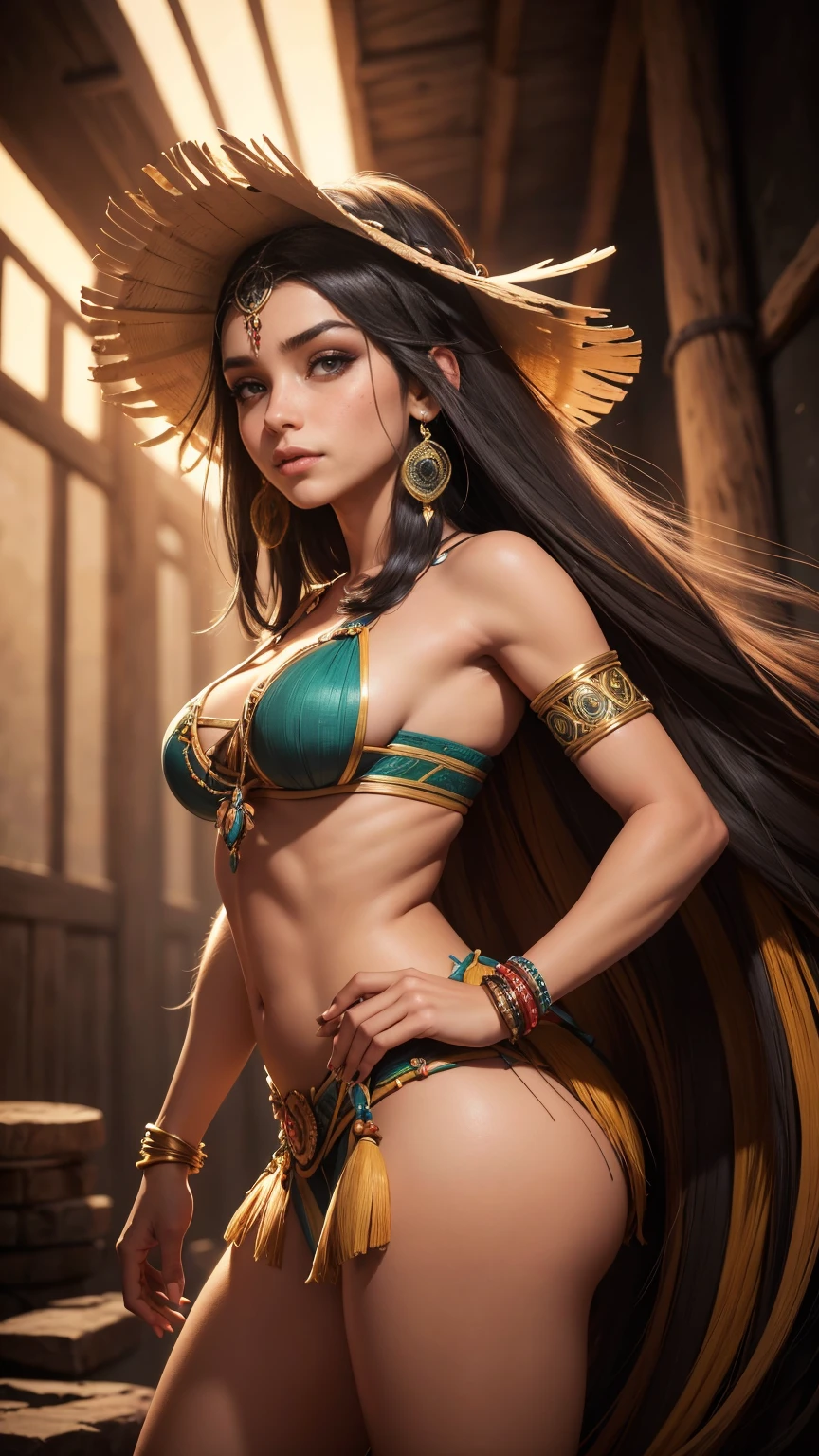 ((Folha de design de personagem, design de personagens, mesmo personagem, Frontal angles, Side angles, Rear angles), (((corpo todo))), Estilo 3DMM, , 128K Ultra High Definition, 128K Ultra Alta Qualidade, Ultra-high 128K resolution, 128K resolution, Qualidade 128K, 128K resolution, Better definition, melhor qualidade, best resolution, hiper detalhado, hyper definition, hiper qualidade, Hyper resolution, perfeitamente detalhado, perfeitamente projetado, obra de arte,
((uma mulher de 28anos em um traje nativo com penas)), ((portrait of a 28 year old Brazilian indigenous woman Indigenous Goddess)), ((estilo maia)), ((Amazonian Indigenous Makeup)), ((Amazonian indigenous hair)), ((Amazonian mythology)), ((cocar de penas intrincado)), ((Headpiece com penas pequenas)), ((crossed arms, ansioso)), ((Create a Dramatic Lighting Image of a Native Brazilian Woman)), ((Warm and wise expression)), ((com dedos extremamente perfeitos)), ((Olhos extremamente perfeitos)), ((perfect hands)), ((mulher de 28 anos)), ((The Face with Indian Paint)), (((cabelo morena))),