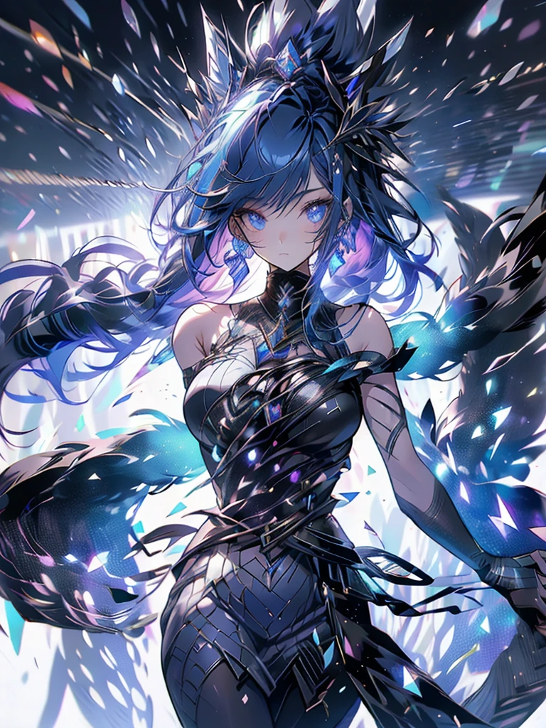 25-year-old girl、Rune background、black magician、Wearing a black robe、mesmerize、cute woman、Elegant hairstyle、indigo hair color、Slightly shorter hair、blue eyes、look at the viewer、masterpiece、Best image、