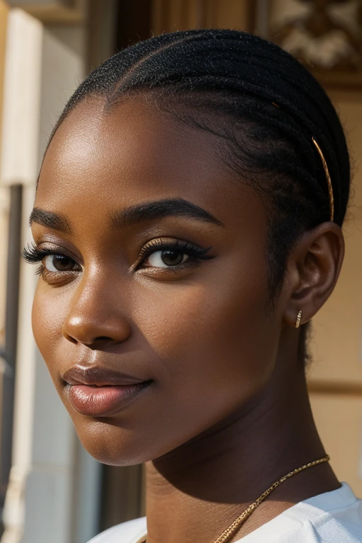 melanin, A super beautiful woman, hyper detailed portrait, elle regarde l'objectif, tout le visage