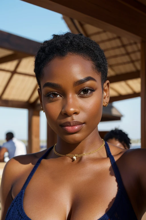 melanin, A super beautiful woman, hyper detailed portrait, elle regarde l'objectif, tout le visage