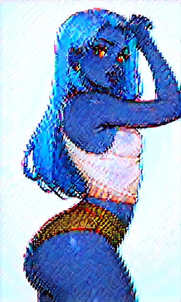 score_9, score_8_up, score_7_up, score_6_up, score_5_up, score_4_up,
1girl, dark-skinned female, small , huge butt, twaist, long hair, yellow hair, white tank top, black panty, blue, white background