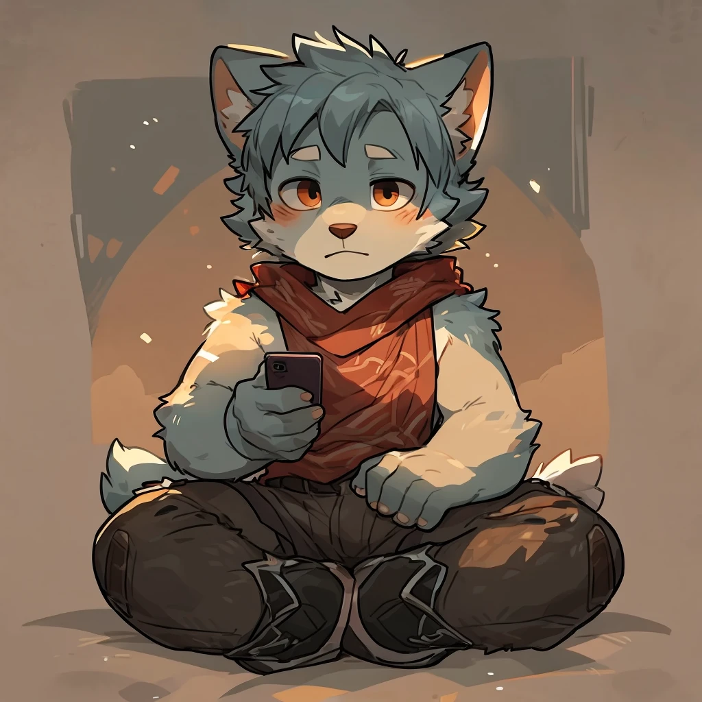 by milkytiger1145 By Donkeyramen, By wfa, IvanTheCat,solo,simple background,smartphone,looking at viewer solo,