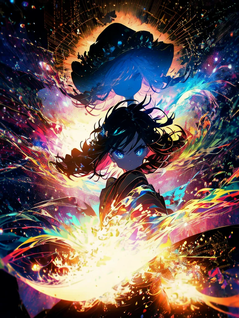 25-year-old girl、Rune background、black magician、Wearing a black robe、mesmerize、cute woman、Elegant hairstyle、indigo hair color、Slightly shorter hair、blue eyes、look at the viewer、masterpiece、Best image、