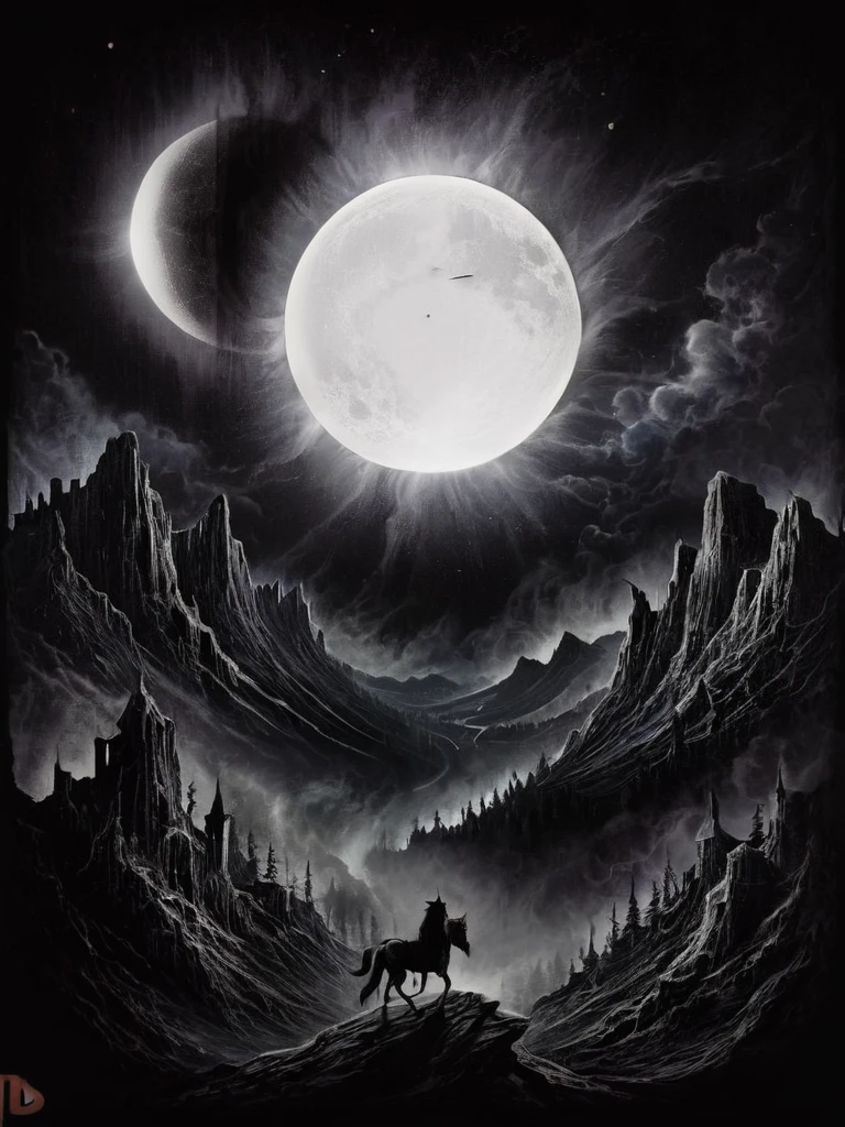 Black background ,haze , distress, valley , eclipse, Spirits, 