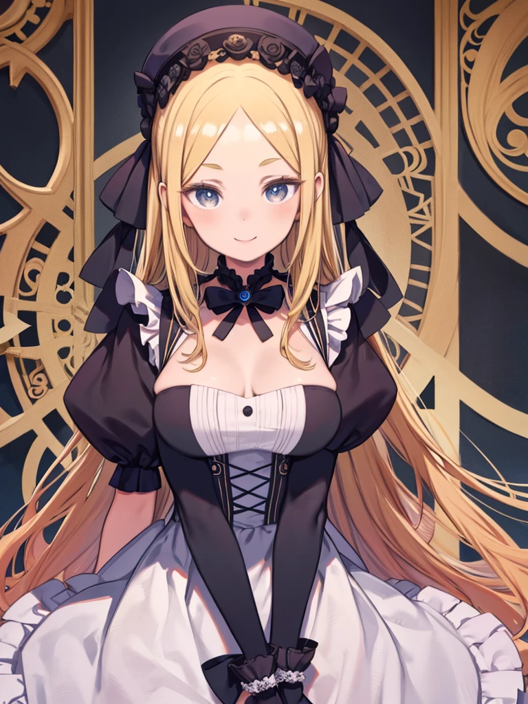 18 year old beautiful girl, Big eyes, Large Breasts, Small and slim, 8k, Highest quality, (Highly detailed head: 1.0), (Highly detailed face: 1.0), (Very fine hair: 1.0), Maid clothes, Highly detailed official artwork, Anime Moe Art Style, Beautiful and detailed anime art, smile, Blonde, sleek long hair