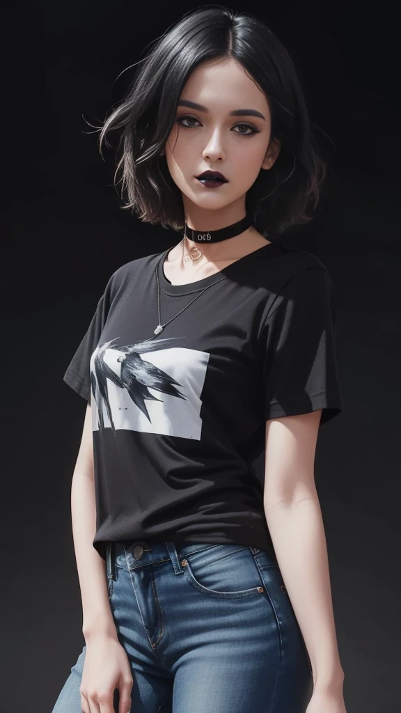 black lipstick, gothic lips,((illustration)), (((masterpiece))), ((best quality)), (High resolution), (detailedlight), ((intricate detail)), (highres), (very detailed CG 8k wallpaper),Beautiful Lighting, Perfect Lightning, Realistic Shadows, [High Resolution], Detailed Skin, Super Delicate,