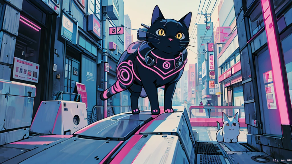 Disguised cat male Anime Style Highest quality Japanese cyber punk Delicate quality Beautiful illustrations High quality down to the last detail
