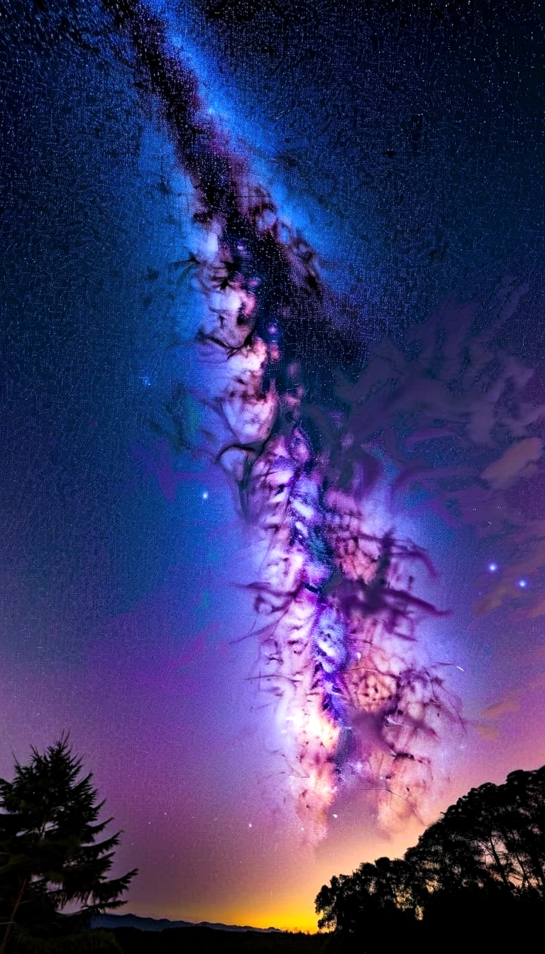 The entire starry sky of the galaxy，grow,Twinkling starlight，infinite，Nice views。