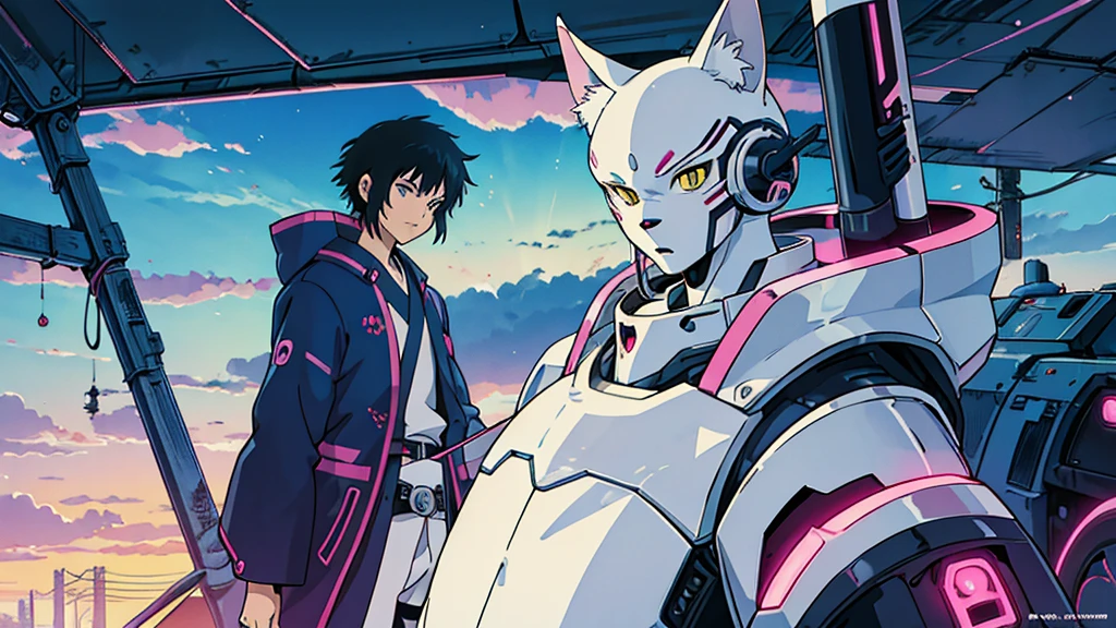 cat world male Anime Style Highest quality Japanese cyber punk Delicate quality Beautiful illustrations High quality down to the last detail