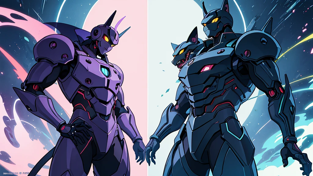Cat monster human　male　Anime Style　Highest quality　Japanese　cyber punk　Delicate quality　Beautiful illustrations　High quality down to the last detail