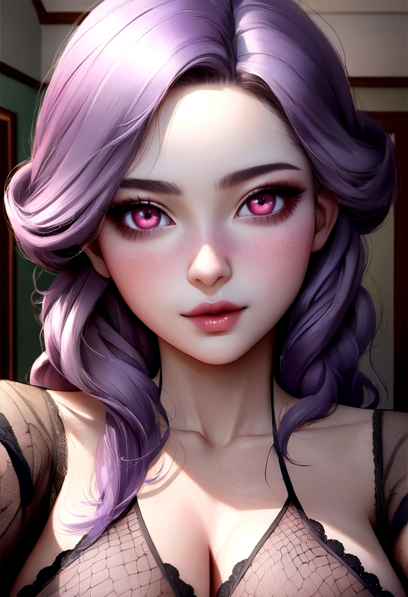 arafed femme pleinement , fille y aux yeux marrons, French, ultra realistic, Meticulously detailed, Portrait de Sophie Mudd, cheveux bruns et grands yeux, selfie d'une jeune femme, The eyes of Dubai, violette myers, sans maquillage, maquillage naturel, regarder directement la caméra, visage avec artgram, maquillage subtil, superbe photo de tout le genoux sur le lit, dans la chambre, Medium to large bust