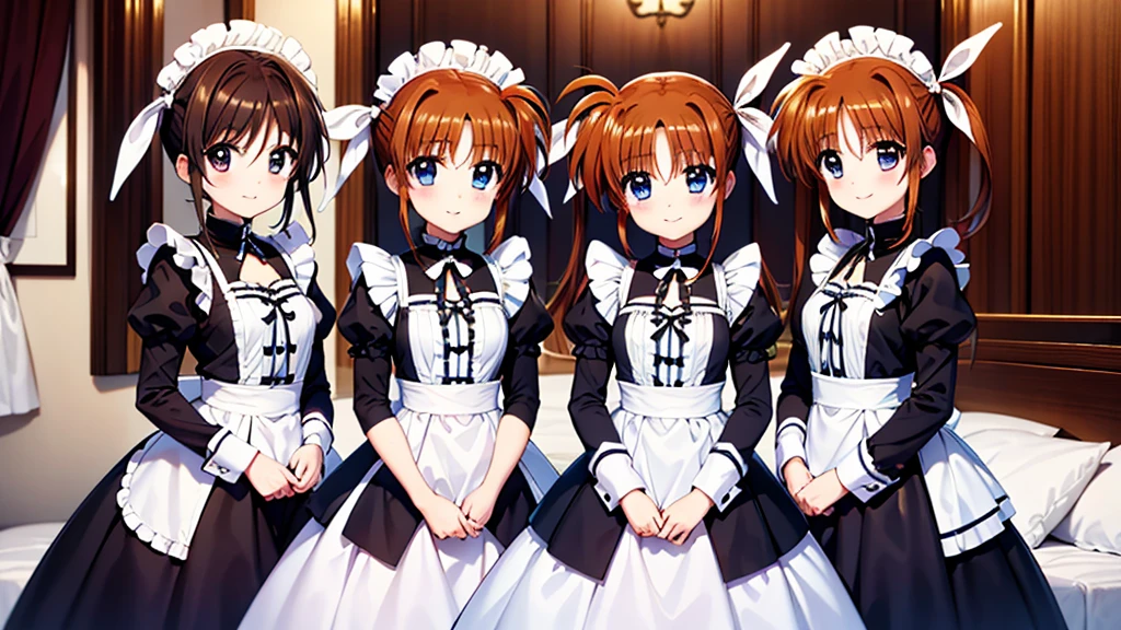 masterpiece, Highest quality, Lyrical Nanoha,High resolution 、Twin tails、takamachi nanoha、smile,Gothic ta Clothes、Victorian Maid、Twin tails、White ribbon