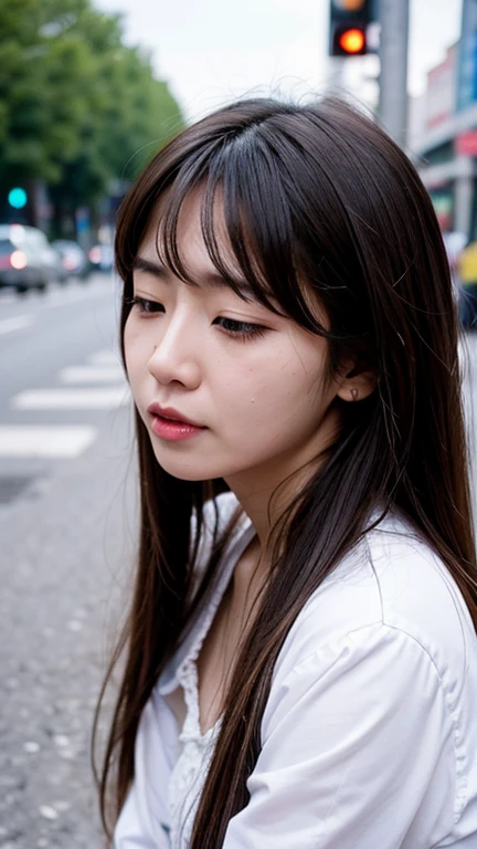 Long Hair Girl, Pee in public, I can't stand it anymore, Horny Face, Face enduring pain, close your eyes