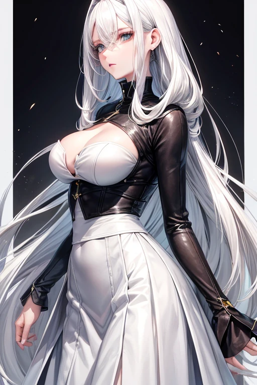  android with feminine appearance. Tenho 173 cm de altura e peso 56 kg. My most striking features are the white hair that covers my eyes and the long skirt that I always wear, bem sexualizada, peitos grandes e bunda grande 