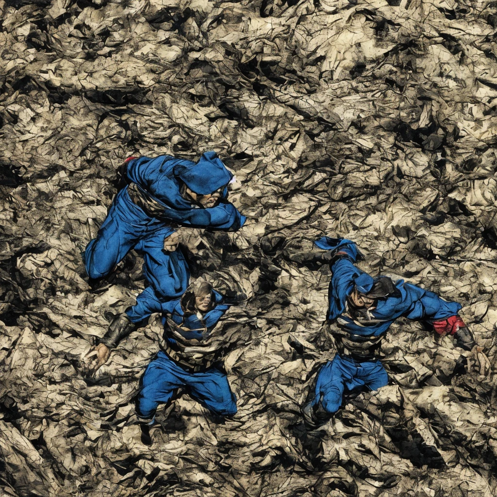 A full-body 3D male realistic model, wearing a full-body hero suit and cape in the pattern of a professional baseball uniform, a very short-haired, crew-cut, cool, dandy-looking, veteran-aged man with a shiny, sparkling blue cape that is longer than his body, gloves and a cap are always worn, an original hero, only the eyebrows, eyelashes and eyes are visible, his mouth is bandaged and sealed, the upper half of his face is bare with a sharp look in his eyes, he has six-pack abs, a muscular, macho, sturdy body and is cool, with both legs closed and both hands clasped behind his back in an X shape, his whole body tied up and sealed with duct tape and held. Tired, he has collapsed and is sleeping with his eyes closed. A coat of arms, in a dark room background, his whole body facing forward, backward, left and right (north, south, east and west), an image of him being mummified and restrained