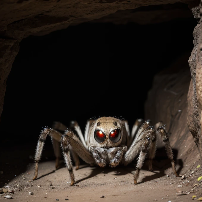 Big spider in a cave
