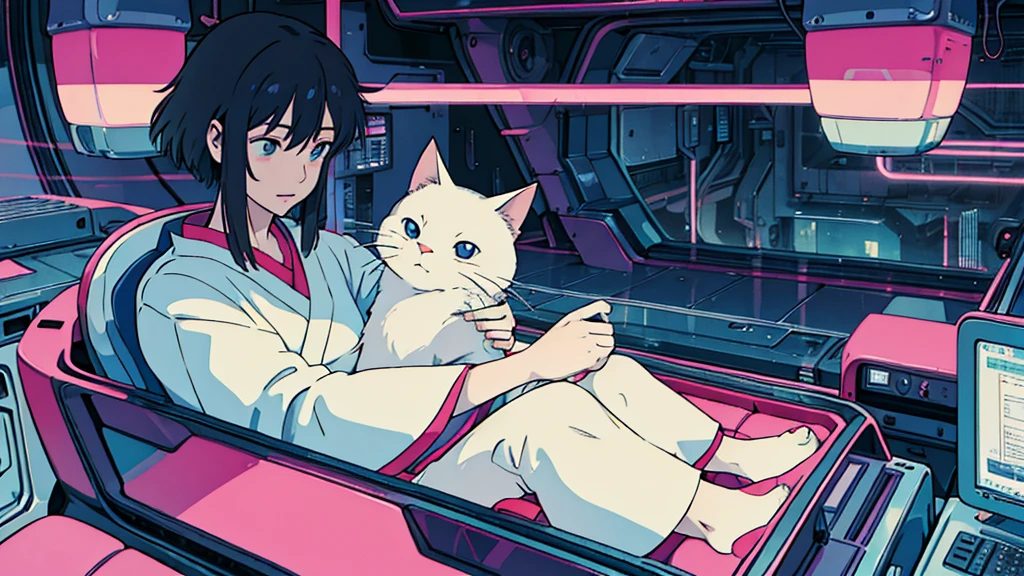 Cat Man cute Anime Style Highest quality Japanese cyber punk Delicate quality Beautiful illustrations High quality down to the last detail