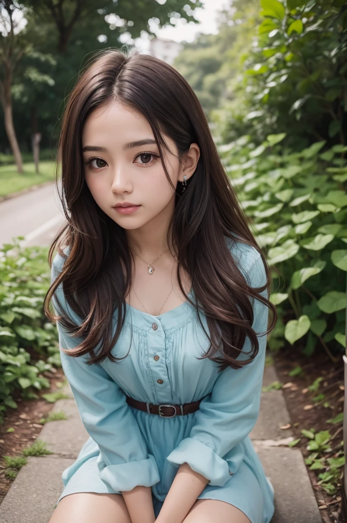 8K, Foto CRU, Fujifilm, foto de estilo de uma bela jovem como Avril em um jardim de rosas cor de rosa claro (pele altamente detalhada: 1.2) Estilo-Petal BREAK cabelo curto, cabelo loiro com mechas coloridas, vestindo um vestido, film grain, 35mm, estilo fofo