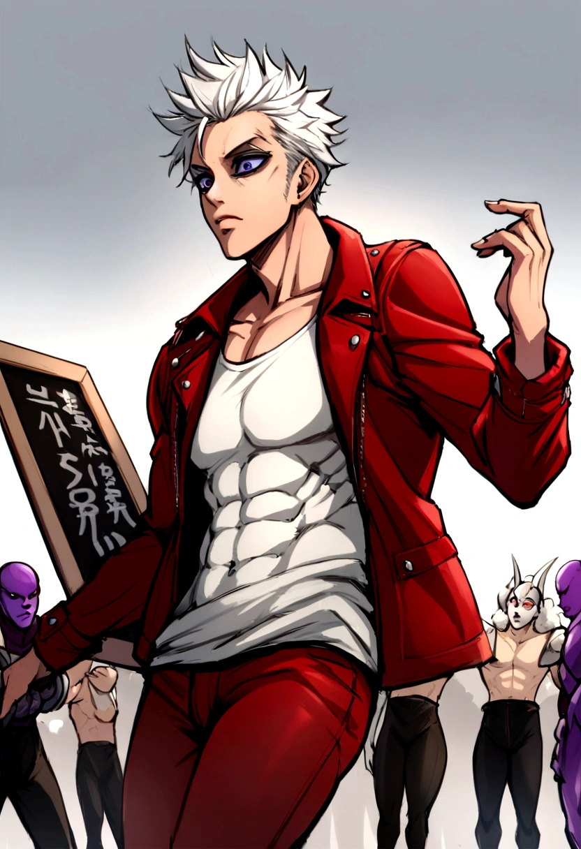A photo of Tyler Durden in the middle of a chaotic protest rally, holding a hand painted sign.,original,visualmente, Tyler is portrayed as the epitome of a certain rugged style, frieza descuidada, with a sculpted physique, cabelo despenteado, and a carefree attitude expressed through his disheveled clothes, mas de alguma forma elegantes. He often wears a red leather jacket, Camisas chamativas, and a penchant for making soap, which serves as a metaphor for his ability to cleanse and reconstruct the identities of his followers.