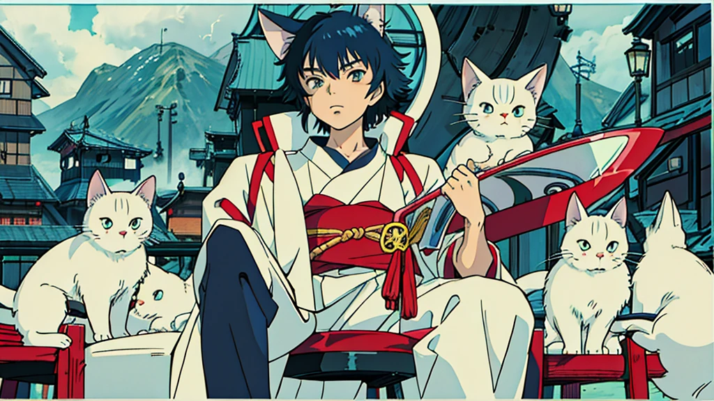 Cat Man Anime Style Highest quality Japanese cyber punk Delicate quality Beautiful illustrations High quality down to the last detail