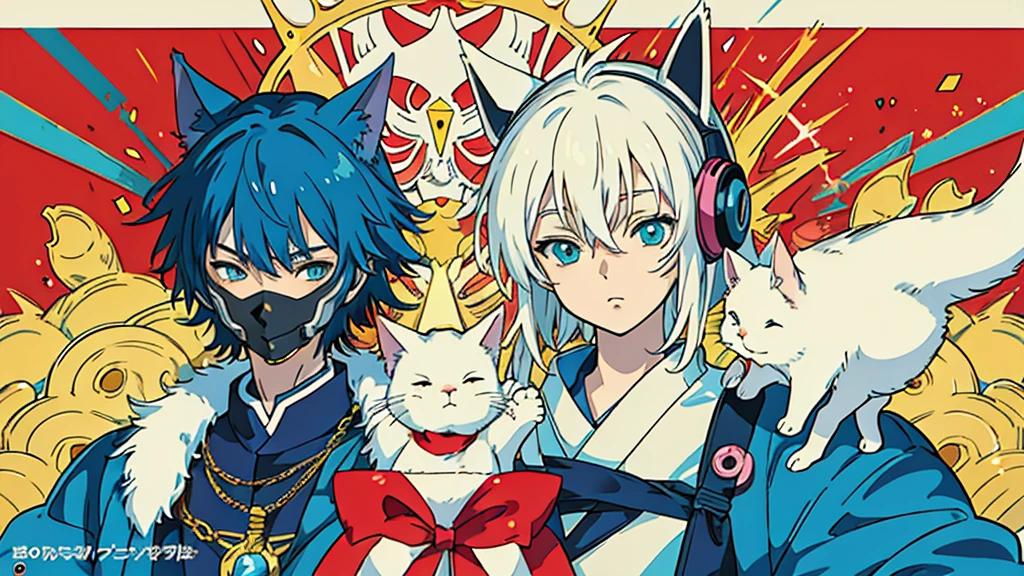 Cat Man Anime Style Highest quality Japanese cyber punk Delicate quality Beautiful illustrations High quality down to the last detail Highest quality vivid