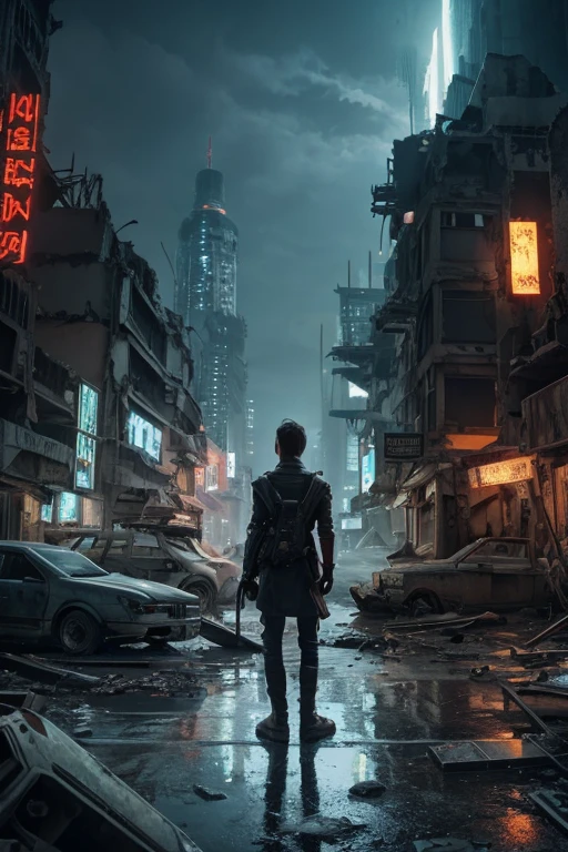 Highest quality、A ruined futuristic city、dim、Surrealism