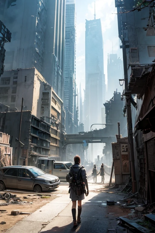 Highest quality、A ruined futuristic city、dim、Surrealism