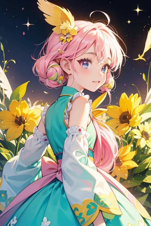 On the P's, Usahana Memetchi has Usahana's multicolored body and ears, while retaining Memetchi's curl and face. Her head is cream colored while her eyes are light blue and her mouth is pink. She is surrounded by white, pink, and yellow flowers along with yellow birds. She is also posed with her body facing back while her head faces forward.
On the Uni, Usahana Memetchi's appearance resembles Memetchi wearing a costume of Usahana. Memetchi's face keeps its original color and she lacks the flowers and birds asides from one flower adorning her ear. ARKLE; GLITTER