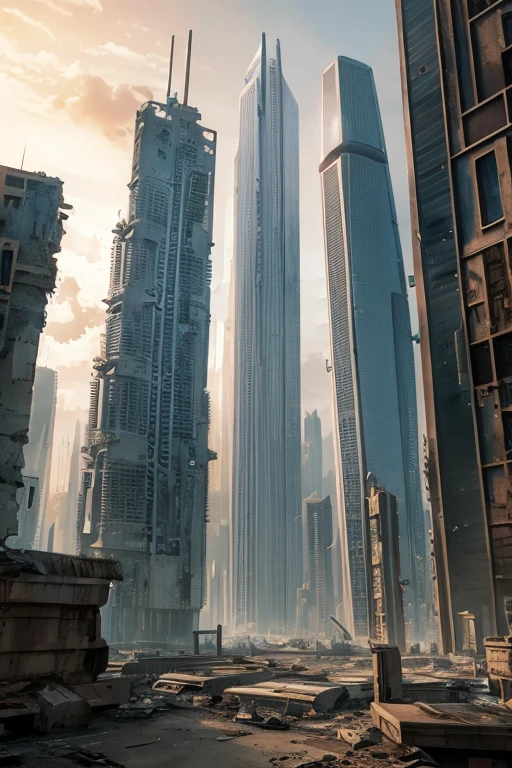 Highest quality、A ruined futuristic city、dim、Surrealism