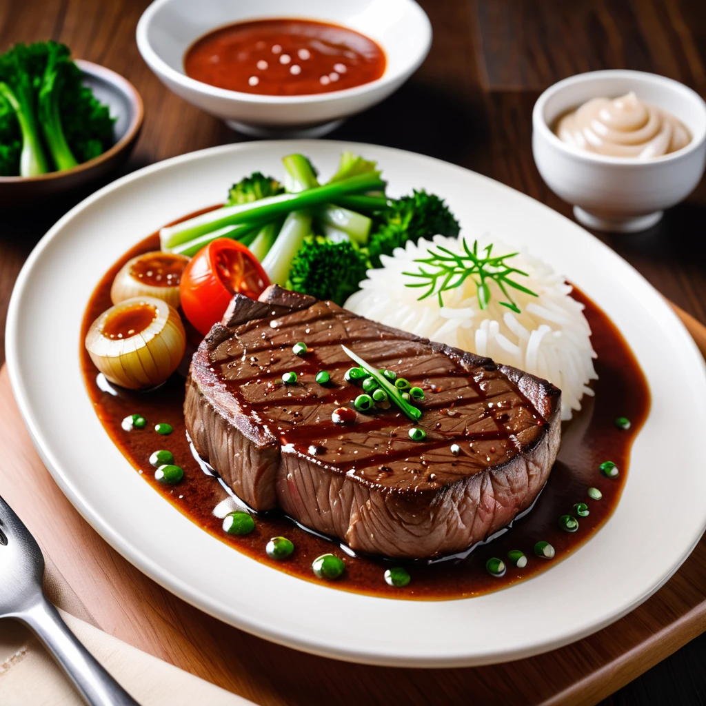 there is a steak on a plate with onions and sauce, a picture by Josetsu, flickr, shin hanga, sauce, taken with sony a7r camera, steak, taken with canon 8 0 d, taken with a canon eos 5 d, taken with a canon eos 5d, beef, meaty, taken with sony alpha 9, takada akemi
