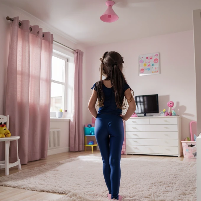 A 5  girl, in tight leggins, in her room.