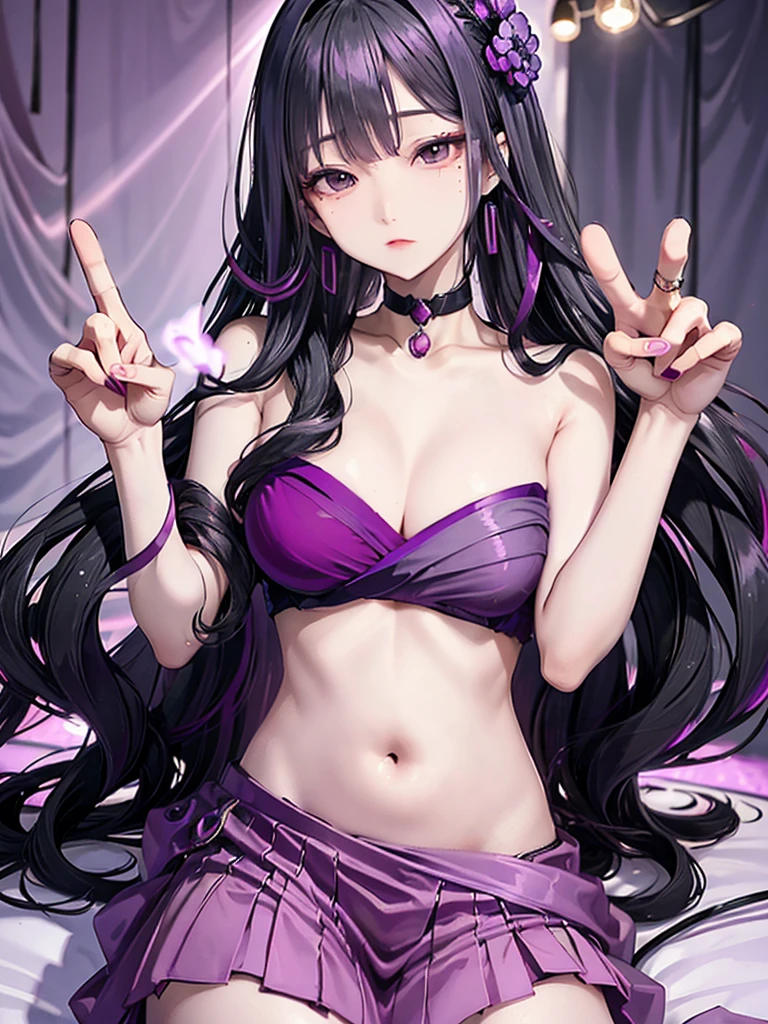 Black Hair、Oriental face、Iris、Light purple dress、Correctly depict fingers