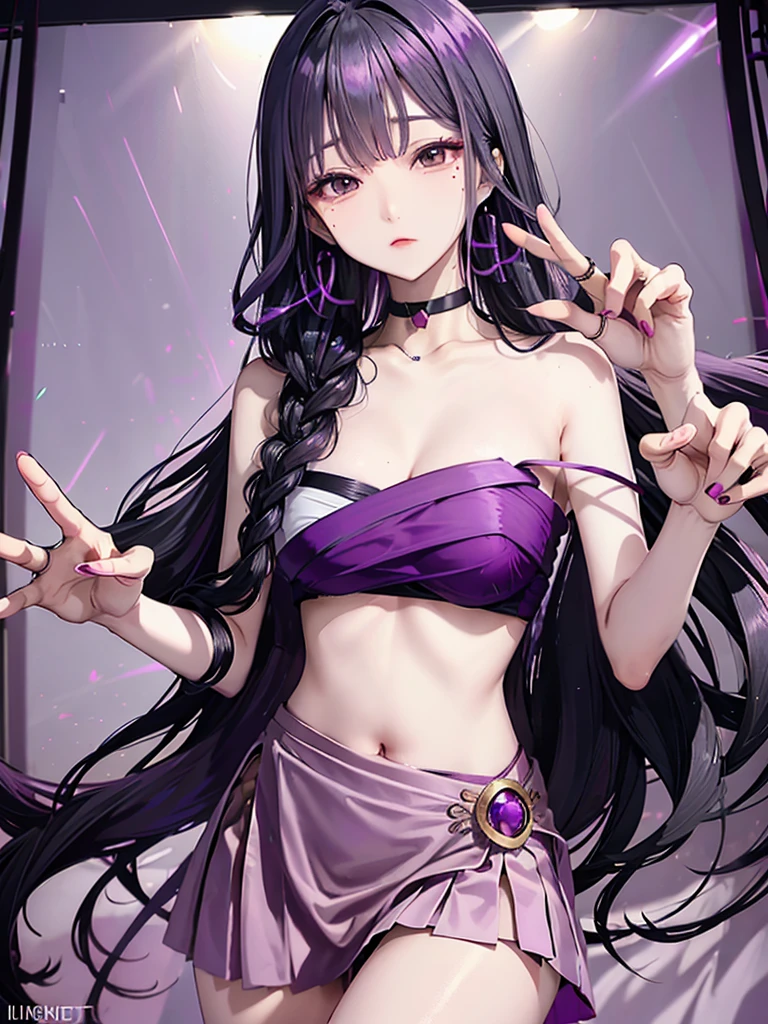 Black Hair、Oriental face、Iris、Light purple dress、Correctly depict fingers