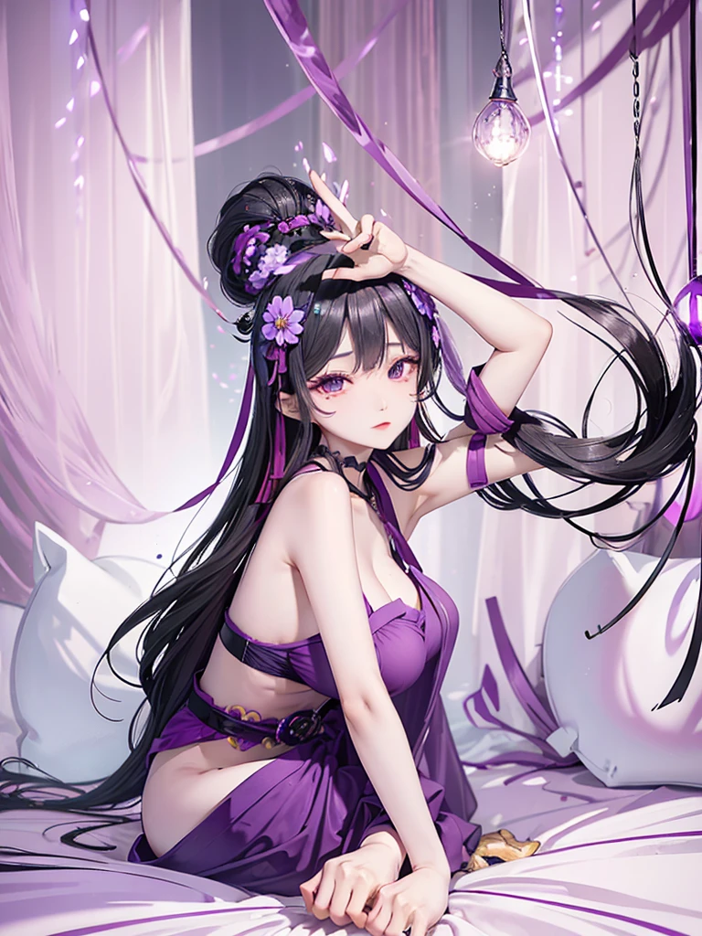 Black Hair、Oriental face、Iris、Light purple dress