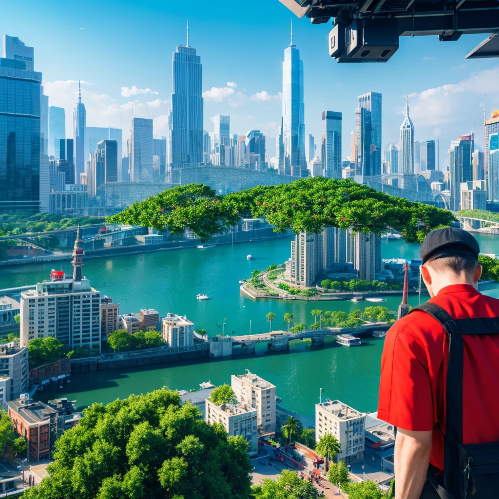 roblox boy is in nature and the city of the future (8k image quality) realistic