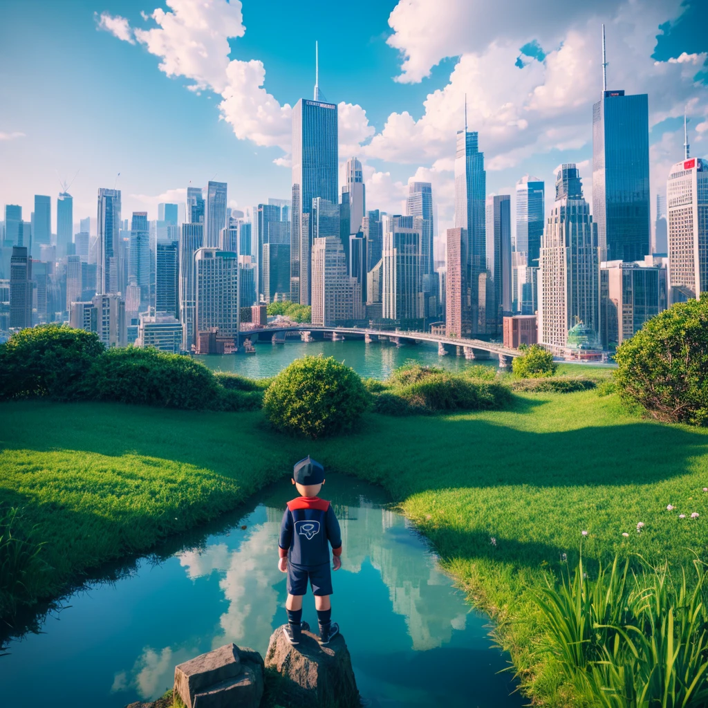 roblox boy is in nature and the city of the future (8k image quality) realistic