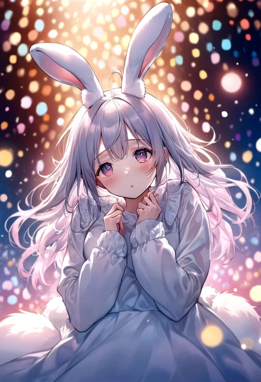 Hallucination, daydream , nightmare , Insane Dream , bokeh , (furry:0.9) , female rabbit , Please pull it out with my messy body.