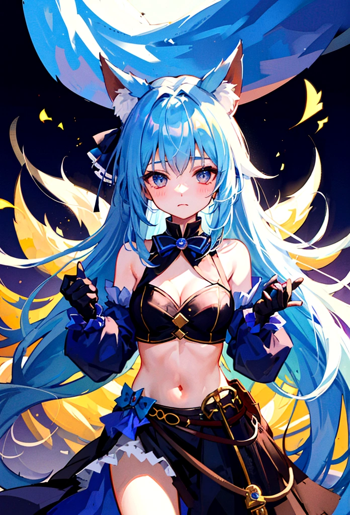 fox Light blue hair beast girl indigo fur fox beast girl