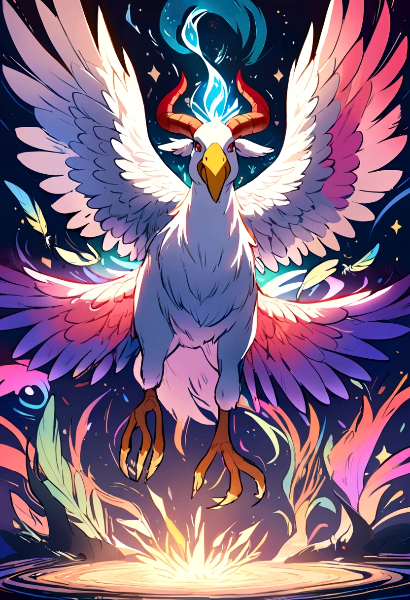 The pigeon that like a wolf and a goat , wings , beak , feather , 4 legs , ears , horn