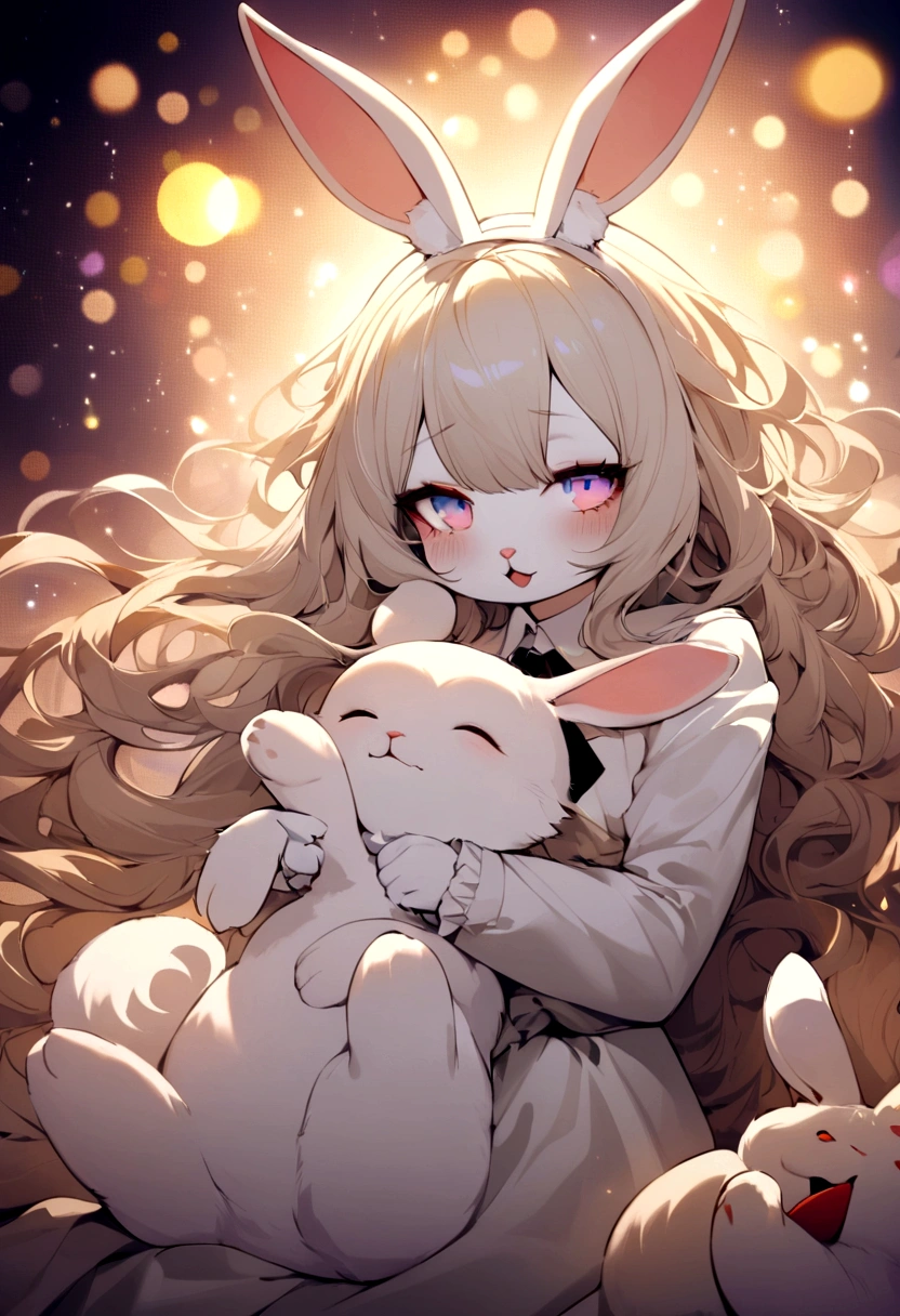 Hallucination, daydream , nightmare , Insane Dream , bokeh , (furry:0.9) , female rabbit , Please pull it out with my messy body.