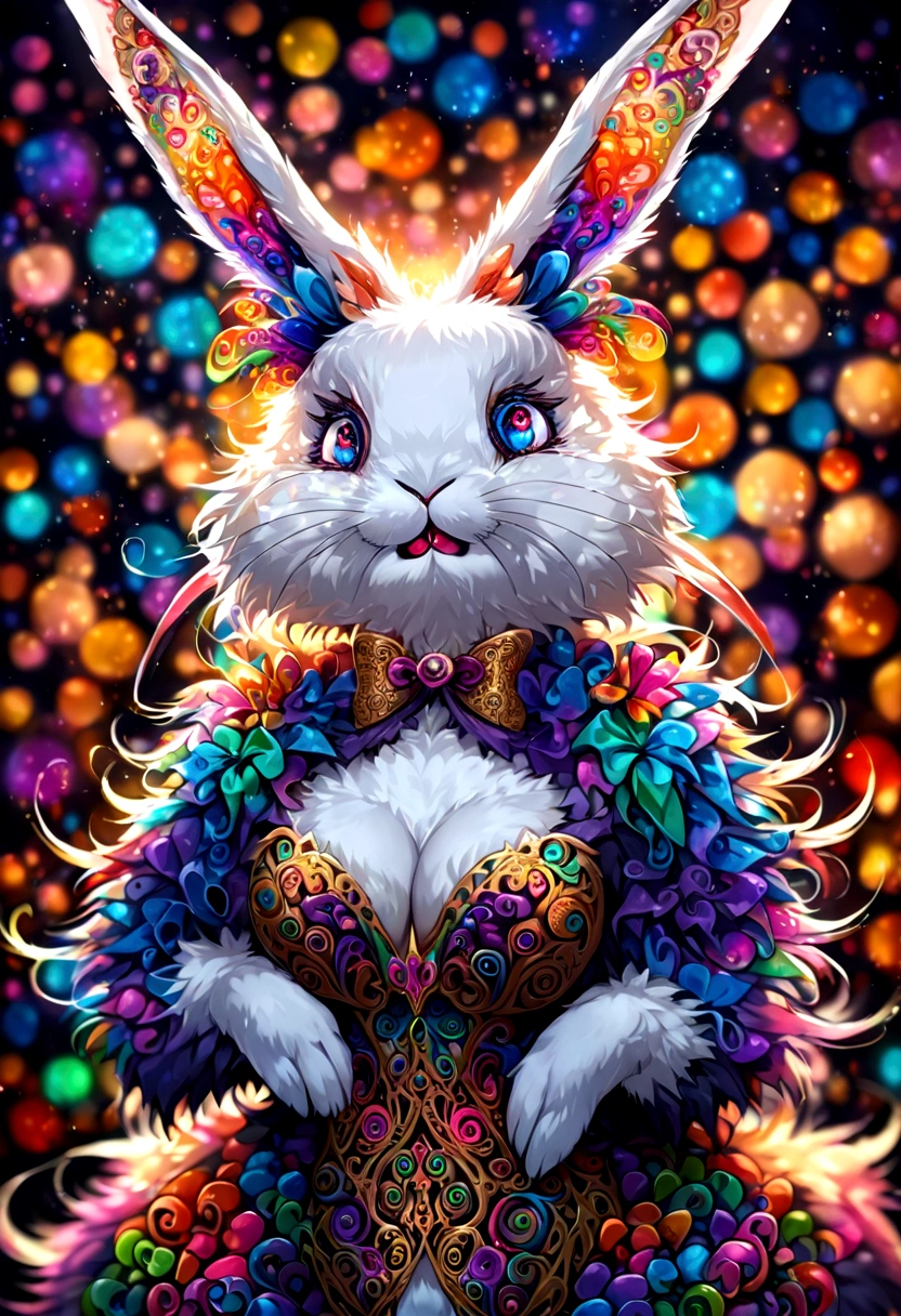 Hallucination, daydream , nightmare , Insane Dream , bokeh , (furry:0.9) , female rabbit , Please pull it out with my messy body.