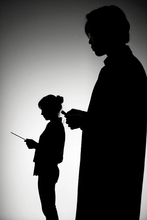 Girl creating the silhouette of a man in her imaginary reality Asian version 