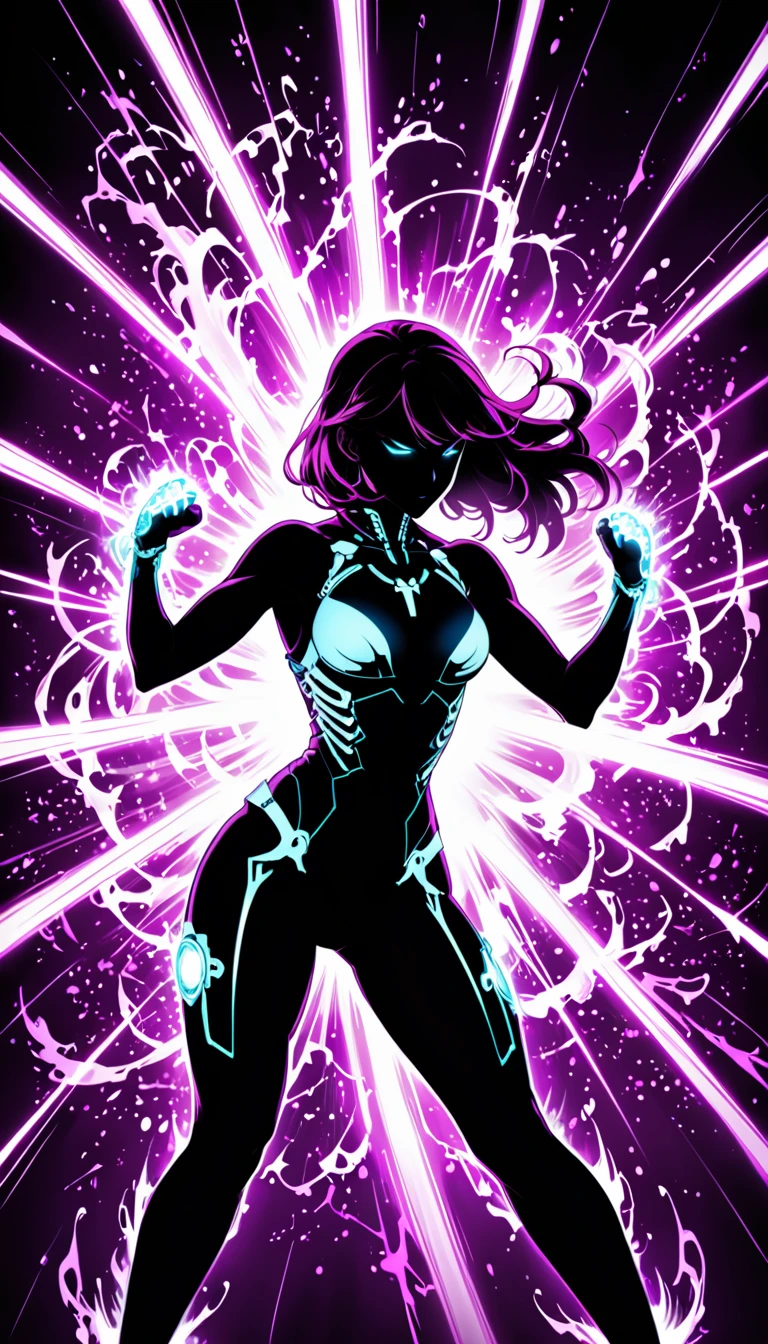 (in style of Nick Veasey:0.7),
1girl,noise,jalm,bioluminescence,light twice,gas shock wave,bones glow,fighting stance,holographic projection,
BREAK
fantasty,graceful movements,(darkmagenta:1.5),make fists with both hands,attack stance,punch with one hand,close-up of speed,